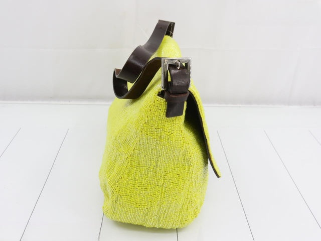 Sold Fendi Mamma Baguette Lemon Yellow Beaded Shoulder Bag
