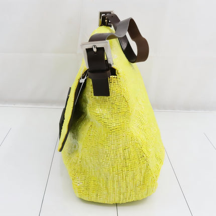 Sold Fendi Mamma Baguette Lemon Yellow Beaded Shoulder Bag