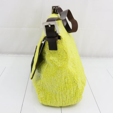 Sold Fendi Mamma Baguette Lemon Yellow Beaded Shoulder Bag