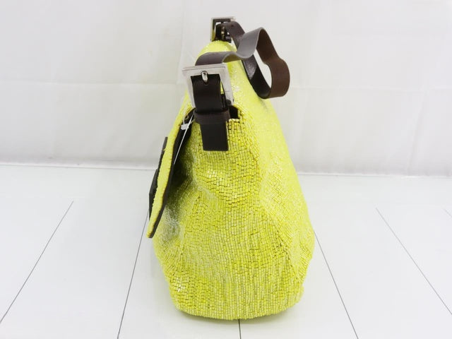Sold Fendi Mamma Baguette Lemon Yellow Beaded Shoulder Bag