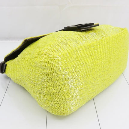 Sold Fendi Mamma Baguette Lemon Yellow Beaded Shoulder Bag