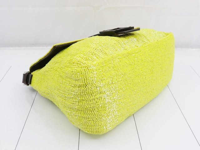 Sold Fendi Mamma Baguette Lemon Yellow Beaded Shoulder Bag