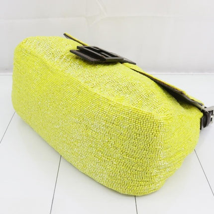 Sold Fendi Mamma Baguette Lemon Yellow Beaded Shoulder Bag