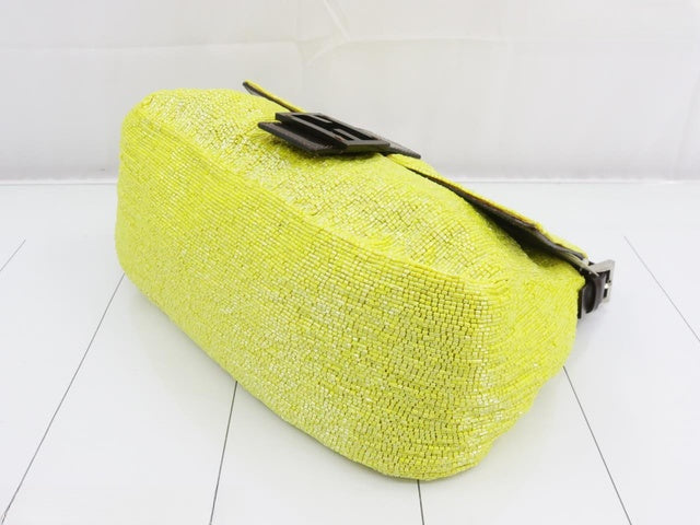 Sold Fendi Mamma Baguette Lemon Yellow Beaded Shoulder Bag