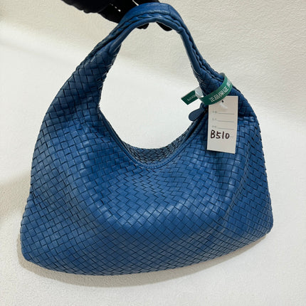 Bottega Veneta Veneta Hobo Medium Blue Intrecciato Leather Bag 47cm-Luxbags