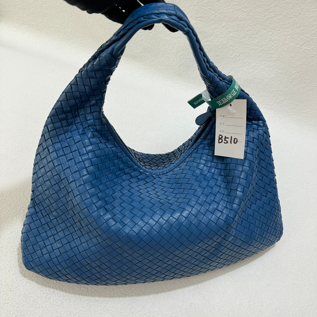 Bottega Veneta Veneta Hobo Medium Blue Intrecciato Leather Bag 47cm-Luxbags