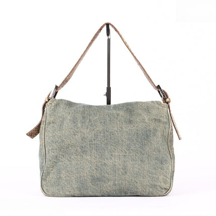Fendi Baguette Denim Shoulder Bag Snake-skin Strap