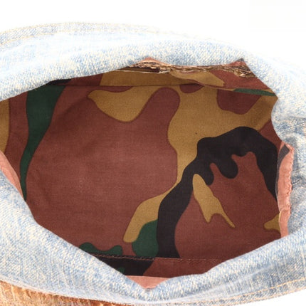 Fendi Baguette Denim Shoulder Bag Snake-skin Strap