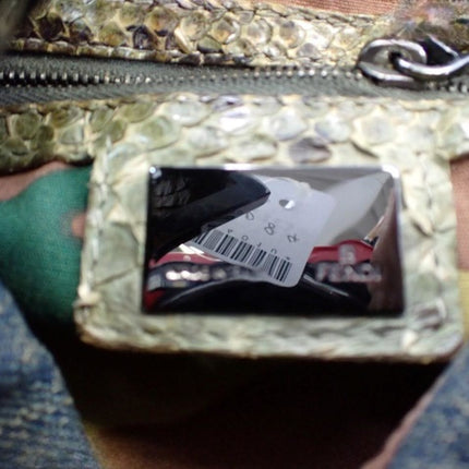Fendi Baguette Denim Shoulder Bag Snake-skin Strap