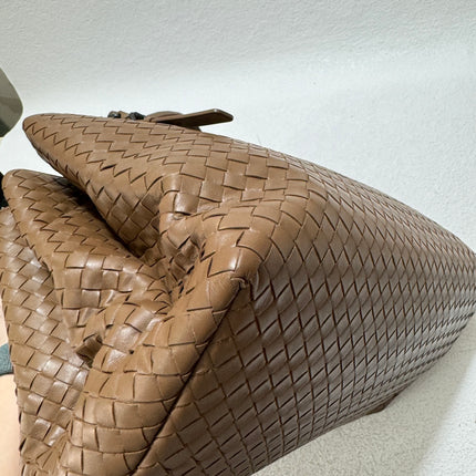 Bottega Veneta Roma Large Intrecciato Nappa Leather Caramel Brown Tan 35cm No Strap
