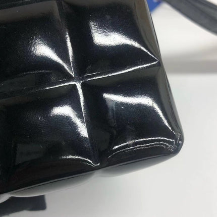 Chanel Vintage Black Patent Leather Micro Quilt Cube Wristlet Bag, 2002-2003