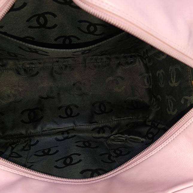 Chanel Cambon Large Pink Calfskin Leather Double Strap Handbag