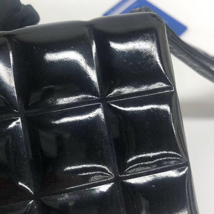 Chanel Vintage Black Patent Leather Micro Quilt Cube Wristlet Bag, 2002-2003