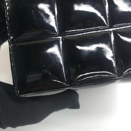 Chanel Vintage Black Patent Leather Micro Quilt Cube Wristlet Bag, 2002-2003