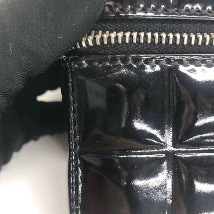 Chanel Vintage Black Patent Leather Micro Quilt Cube Wristlet Bag, 2002-2003
