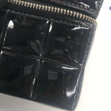 Chanel Vintage Black Patent Leather Micro Quilt Cube Wristlet Bag, 2002-2003
