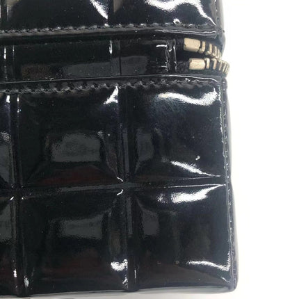Chanel Vintage Black Patent Leather Micro Quilt Cube Wristlet Bag, 2002-2003