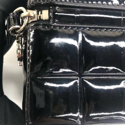 Chanel Vintage Black Patent Leather Micro Quilt Cube Wristlet Bag, 2002-2003