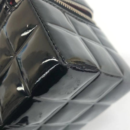 Chanel Vintage Black Patent Leather Micro Quilt Cube Wristlet Bag, 2002-2003