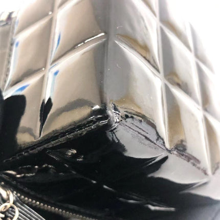 Chanel Vintage Black Patent Leather Micro Quilt Cube Wristlet Bag, 2002-2003