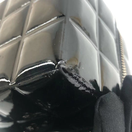 Chanel Vintage Black Patent Leather Micro Quilt Cube Wristlet Bag, 2002-2003