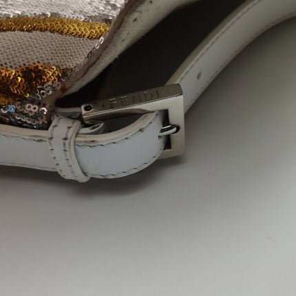 FENDI Baguette 1997 Zebra-Stripe Sequin White and Silver