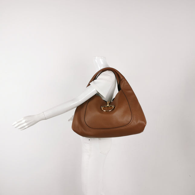 Gucci Softbit Maxi Shoulder Bag Tan Brown Calfskin Leather 2024