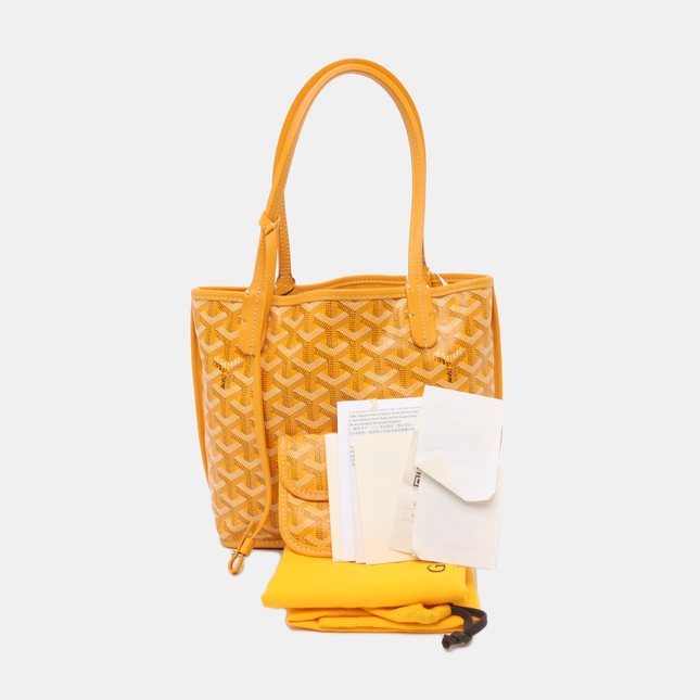 Goyard Anjou Mini Tote Yellow French Bulldog Reversible Leather