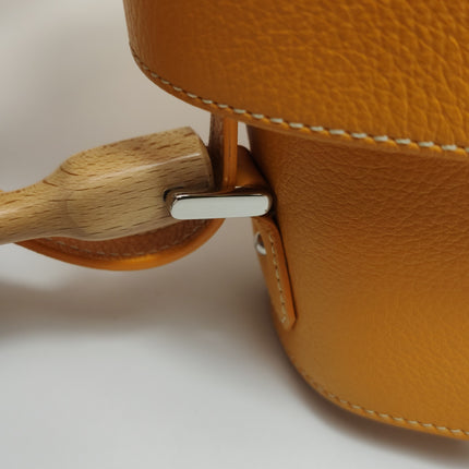 Goyard Saigon Mini Yellow Canvas and Leather Wooden Top Handle Crossbody Bag