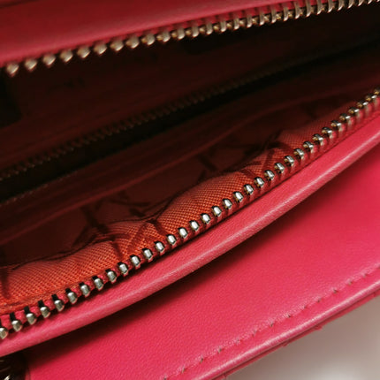 Lady Dior Moyen Cuir d'Agneau Rouge Bijouterie Dorée Bandoulière en Cuir 2014