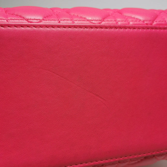 Lady Dior Medium Pink Lambskin Leather Gold Hardware Leather Strap