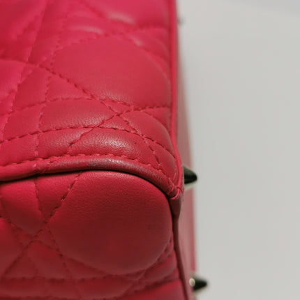 Lady Dior Moyen Cuir d'Agneau Rouge Bijouterie Dorée Bandoulière en Cuir 2014