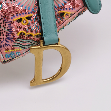 Sold Christian Dior Saddle Medium Multicolor Beads and Calfskin Leather Shoulder Bag