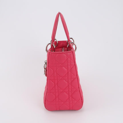 Lady Dior Moyen Cuir d'Agneau Rouge Bijouterie Dorée Bandoulière en Cuir 2014