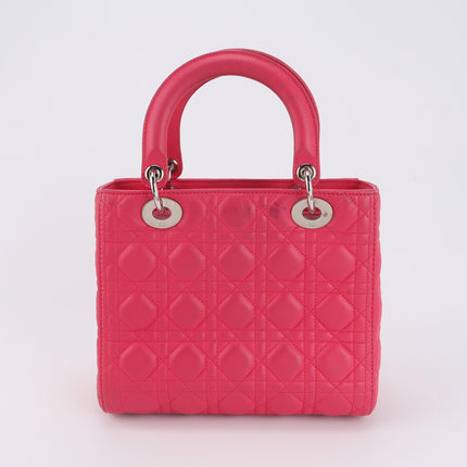 Lady Dior Moyen Cuir d'Agneau Rouge Bijouterie Dorée Bandoulière en Cuir 2014