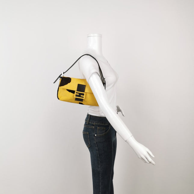 Sold Fendi Baguette Pony hair in cow print yellow