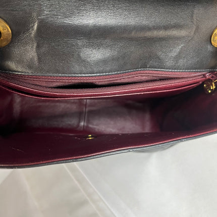 Chanel Vintage Flap Bag Medium Black Lambskin Leather Mega CC Gold Hardware