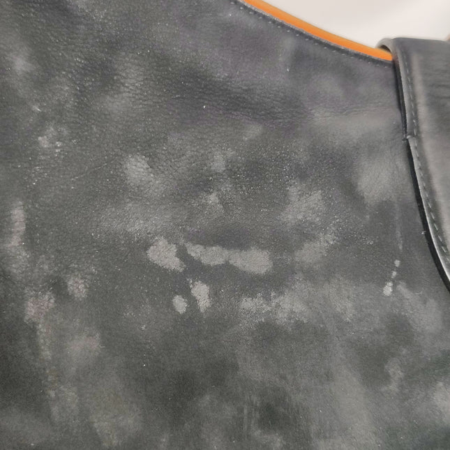 Gucci Jackie 1961 Medium Black Suede Leather with Orange Trimming Bag