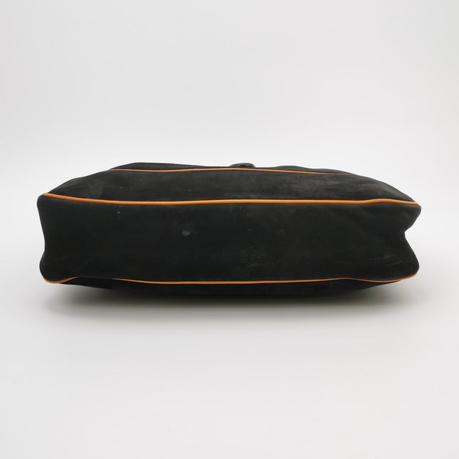 Gucci Jackie 1961 Medium Black Suede Leather with Orange Trimming Bag