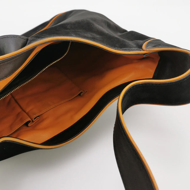 Gucci Jackie 1961 Medium Black Suede Leather with Orange Trimming Bag