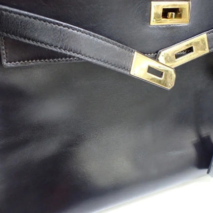 Hermes Kelly 32 Retourne Black Box Leather Gold HW 1987