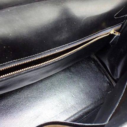 Hermes Kelly 32 Retourne Black Box Leather Gold HW 1987