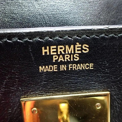 Hermes Kelly 32 Retourne Black Box Leather Gold HW 1987