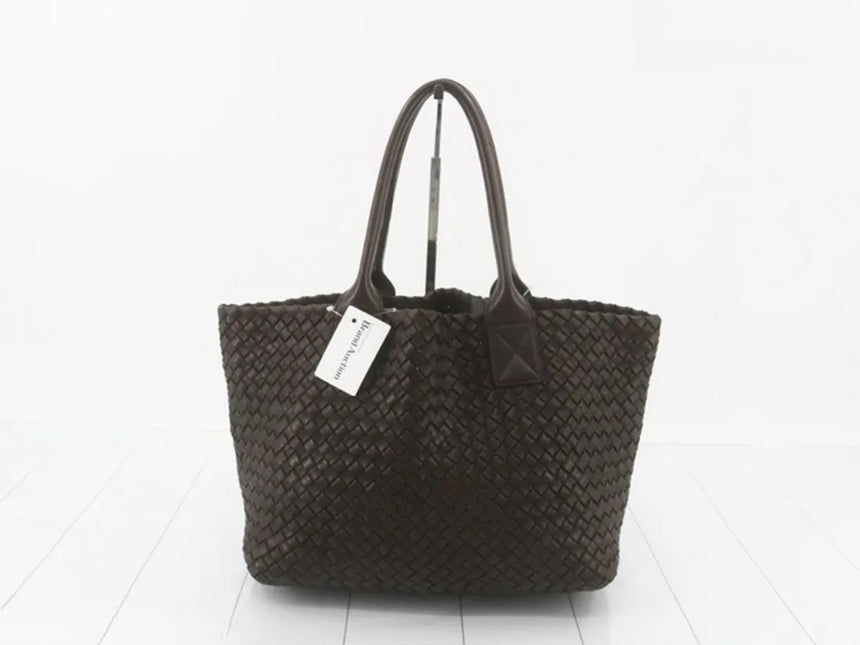 Bottega Veneta Cabat Small Dark Chocolate Brown Intreccio Leather Tote Bag