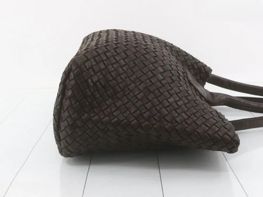 Bottega Veneta Cabat Small Dark Chocolate Brown Intreccio Leather Tote Bag