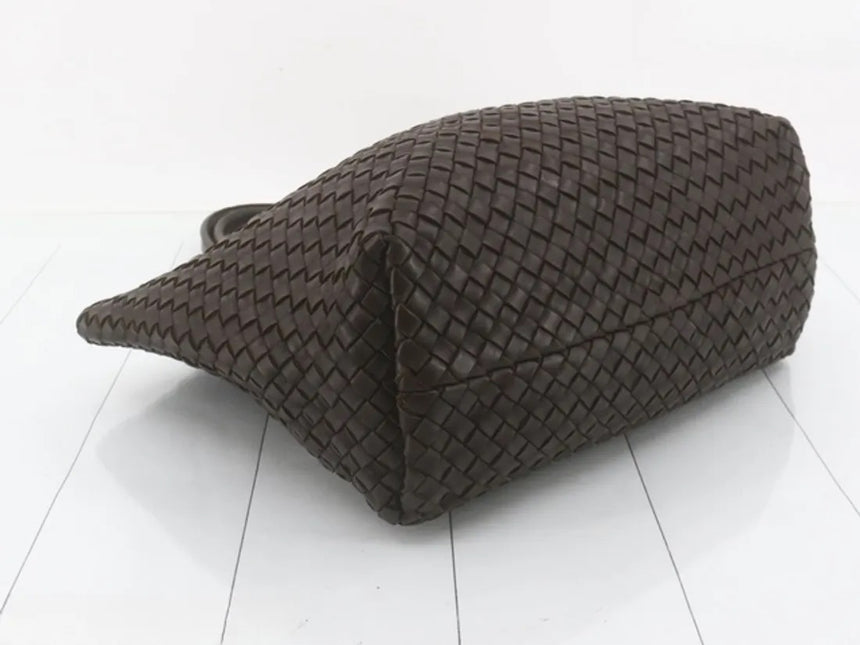 Bottega Veneta Cabat Small Dark Chocolate Brown Intreccio Leather Tote Bag