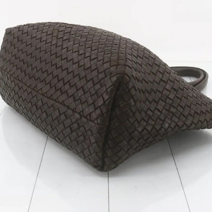 Bottega Veneta Cabat Small Dark Chocolate Brown Intreccio Leather Tote Bag