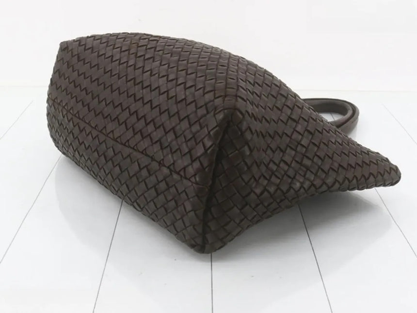 Bottega Veneta Cabat Small Dark Chocolate Brown Intreccio Leather Tote Bag