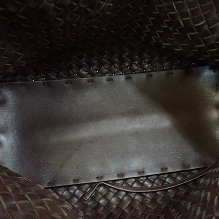 Bottega Veneta Cabat Small Dark Chocolate Brown Intreccio Leather Tote Bag