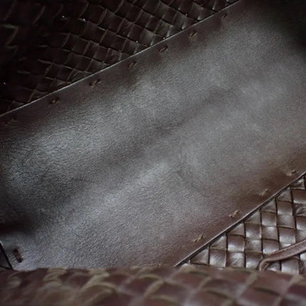 Bottega Veneta Cabat Small Dark Chocolate Brown Intreccio Leather Tote Bag